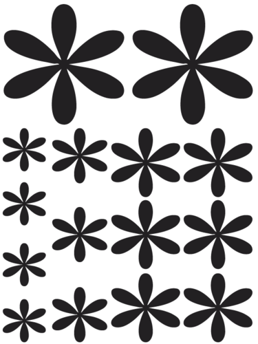 Planche de 15 stickers Fleur simple Dim 15 x 20cm