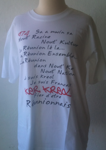 T-shirt blanc - Cosement Kreol 974 - Réunion