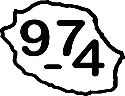 Sticker écriture 974 + Carte de la Réunion Taille S