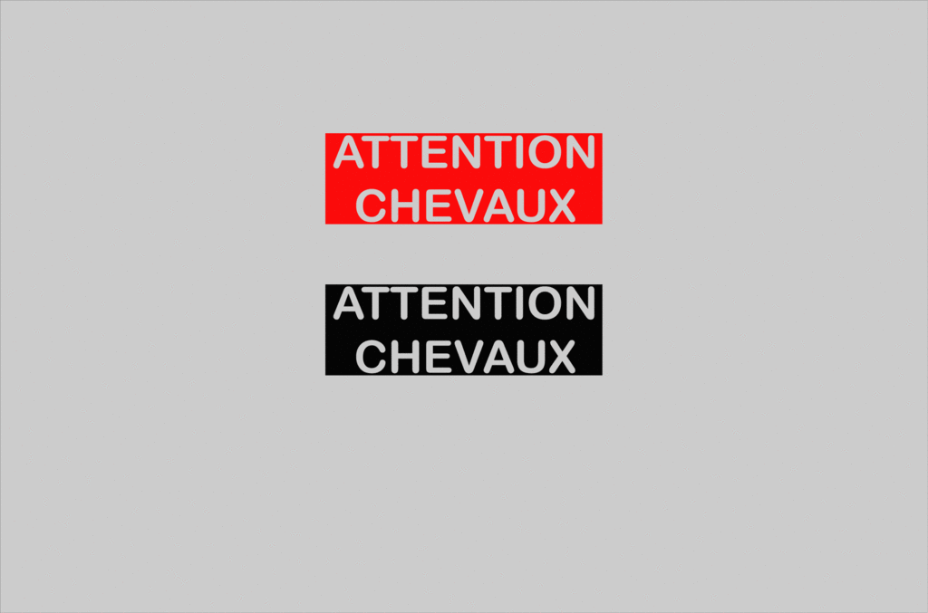 Sticker Voiture Attention Chevaux 30 x 10cm avec fond