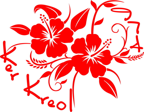 Sticker Hibiscus kk974 v04 - Taille : 38 x 30cm