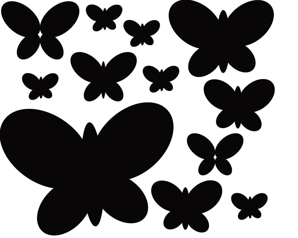 Sticker Papillon 12 pcs - dim 18,5 x 16.5cm