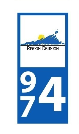 stickers autocollants plaques immatriculation auto Département Réunion 974