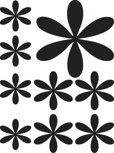 Planche de 9 stickers Fleur simple Dim 15 x 20cm